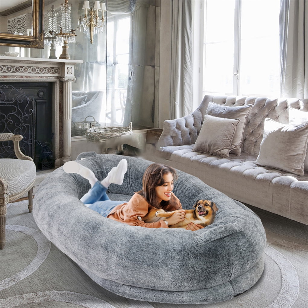 Wisfor Human Dog Bed 170x100x35cm Human Sized Giant Dog Bed For Adult And Pets Washable Faux Fur Napping Orthopedic Dog Bed