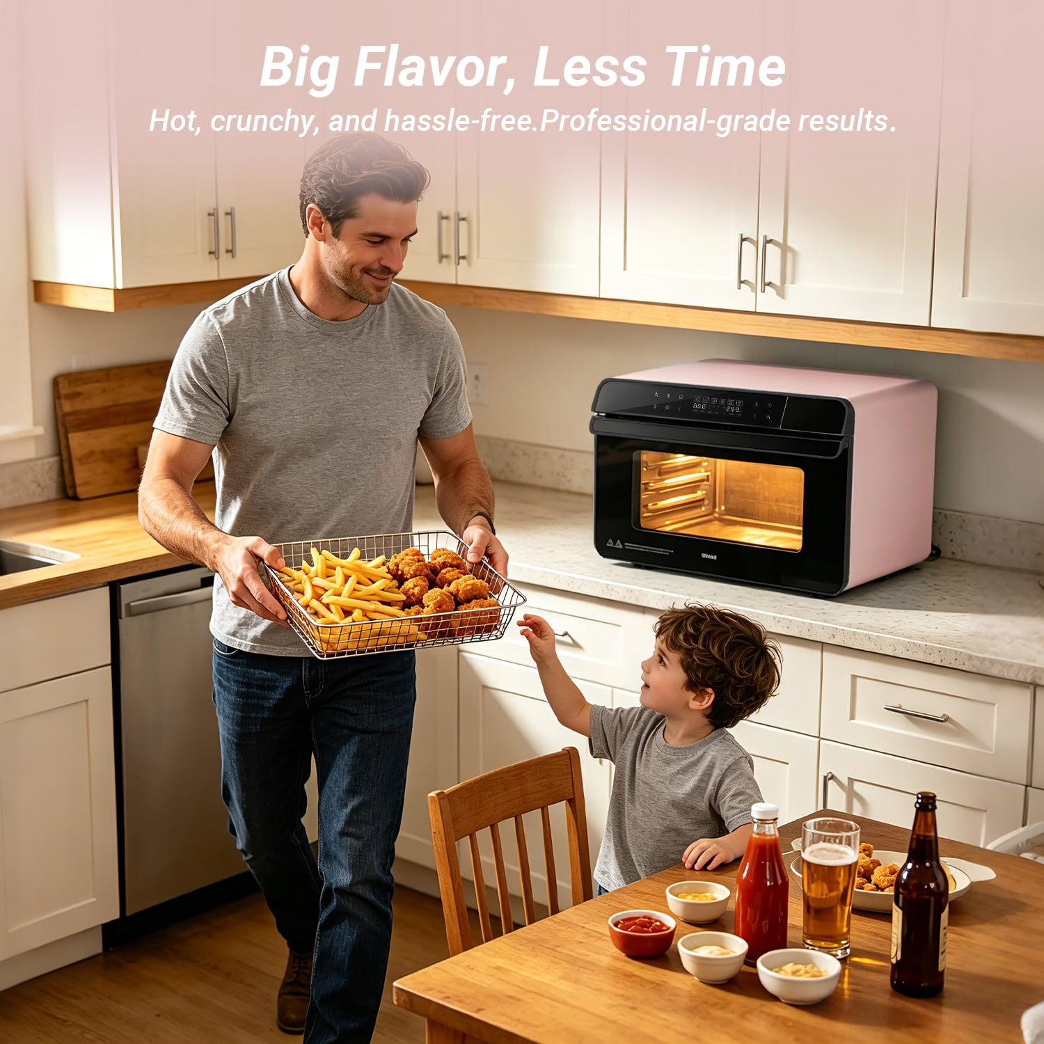 ROBAM R-BOX Combi Steam Oven, 23QT Countertop Steam Oven & Air Fryer Combo, 3 Steam Modes, Professional Steam-Bake, Air Fry, Dehydrate & Ferment, Rapid Heating & Self-Cleaning, Pink
