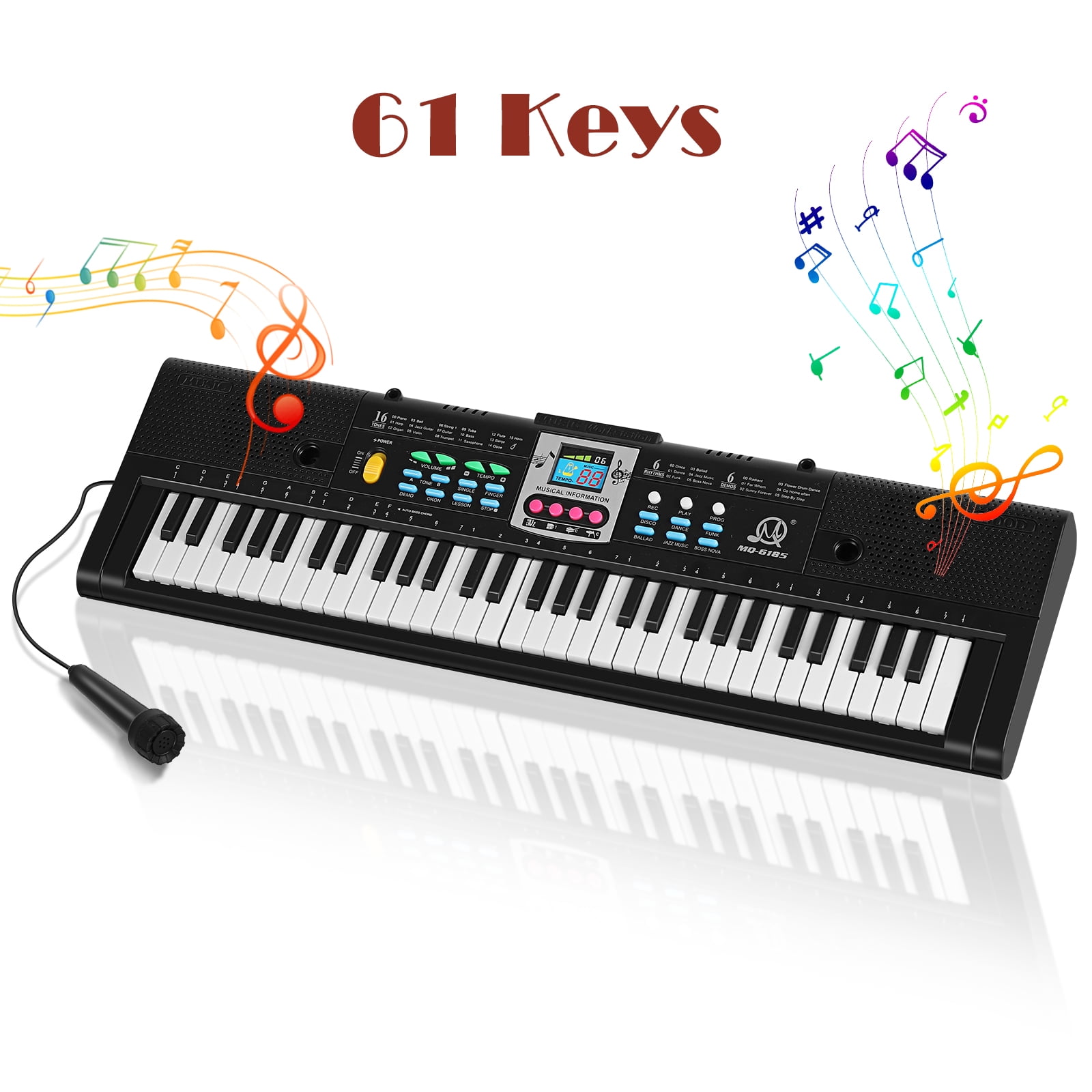 61 key keyboard Piano,Portable Electronic Digital Piano Power Plug,Rich Teaching Content,Multi-Functional Electronic Piano Suitable For Beginners