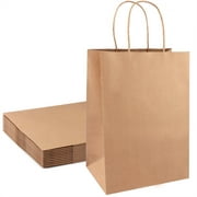 10PCS Gift Bags 8x4.25x10.5” Brown Paper Bags with Handles for Christmas Gifts