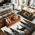 thumbnail image 5 of 3x5Ft Area Rugs Forest Elk Non-Skid Rubber Backing Large Rectangle Rugs - Living Room Bedroom Home Office, Rustic Nature Tree Retro Deer Silhouette Indoor Floor Mat Carpets Washable Rug, 5 of 9