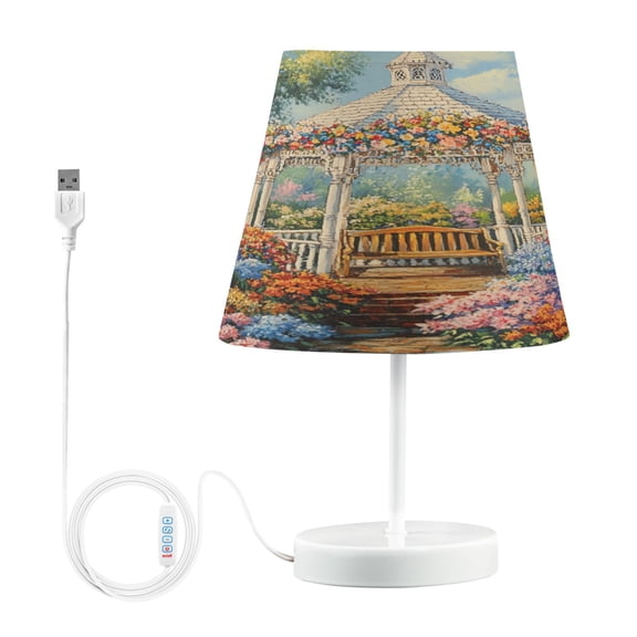 BZSMCE Table Lamp Creative Victorian White Gazebo Printing Simple Pattern Night Light
