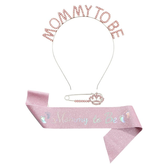 Conjunto de faja para mamá para ser, diadema, broche, fácil de usar, corona de diamantes de imitación, faja para mamá a ser, decoración de fiesta para Rosa