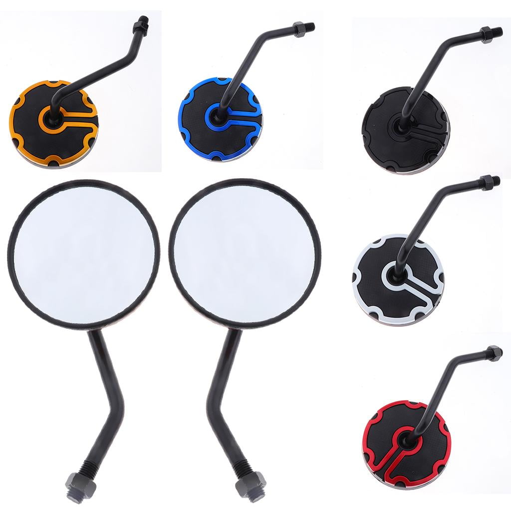 1 Pair Universal Motorcycle ATV Moped 10mm Rear View Round Mirror Scooter - Red , as described