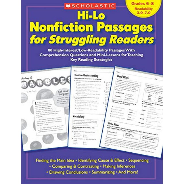 Salut-lo Non-Fiction Passages pour les Lecteurs en Difficulté, Grades 6-8