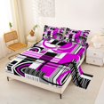 thumbnail image 2 of Castle Fairy Geometric Circular Block King Sheets 4pcs,Abstract Linear Strip Bedding,Black Magenta Gray,1 Flat Sheet, 1 Fitted Sheet and 2 Pillowcases, 2 of 7