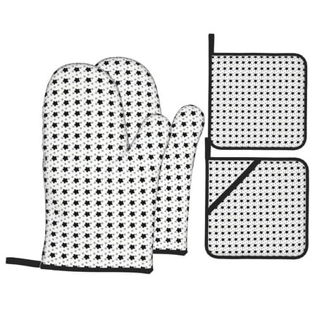 

Oven Mitts and Pot Holders Sets 4 pcs abstractly geometric print Non-Slip Oven Gloves Potholders Soft Quilted Lining Heat Resistant Gloves Hot Pads for Kitchen Cooking Baking