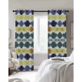 thumbnail image 4 of Navy Blue Green Blackout Curtains for Bedroom Living Room Darkening Curtains 63 Inches Long Abstract Art Geometric Window Curtain 2 Panels Set Insulated Window Treatment Grommet Drapes 42"x63", 4 of 9