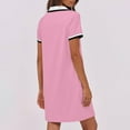thumbnail image 6 of JGGSPWM Women's Solid Dresses Short Sleeve V Neck Casual Summer Breathable Comfy Mini Shirt Dress with Pockets Pink XL, 6 of 9