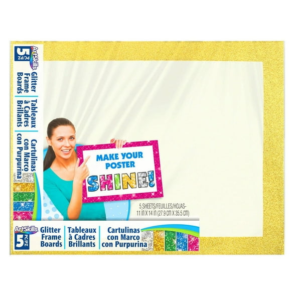ArtSkills Glitter Border Poster Board, 5 Pieces