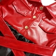 thumbnail image 4 of WOLLED Girls Bow Belt PU Leather Dress for kids Toddler Girls Patchwork Pleated Jumper for baby 1-7 Years Dresses Long Sleeve Lapel Faux Leather Dress, 4 of 9