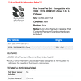 thumbnail image 2 of Rear Brake Pad Set - Compatible with 2009 - 2016 BMW 535i xDrive 3.0L 6-Cylinder 2010 2011 2012 2013 2014 2015, 2 of 2