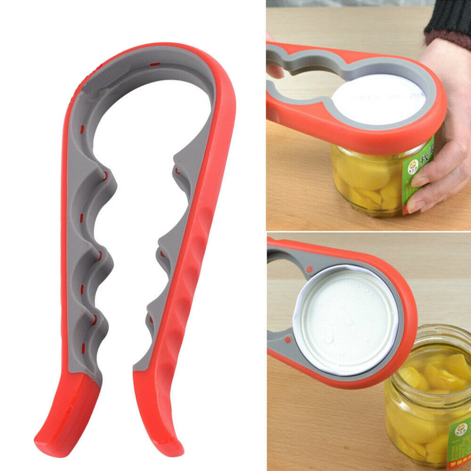 Rubber Can Opener for Seniors/Arthritis Kitchen Grippers to Remove Stubborn Lids Anti-Skid Jar Opener Caps and Bottles Great Kitchen Gadgets 1 Pack Red