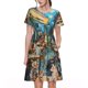 thumbnail image 1 of Easygdp Whimsical Cats Night Cafe para Vestido Transpirable de Mujer, Vestido Suelto de Manga Corta con Pliegues y Bolsillos para el Verano, 1 of 6
