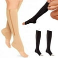 thumbnail image 5 of PENGXIANG Big Clear! Cozy Zipper Pressure Compression Socks Open Toe Leg Support Shaper Stockings Knee High Stockings, 5 of 5