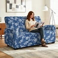 thumbnail image 2 of TSOVTHRID Vintage Floral Blue Print Loveseat Recliner Covers Soft Reclining Loveseat Slipcover 6-Piece Stretch Polyester Recliner Cover for 2 Seat Sofa Couch, 2 of 7