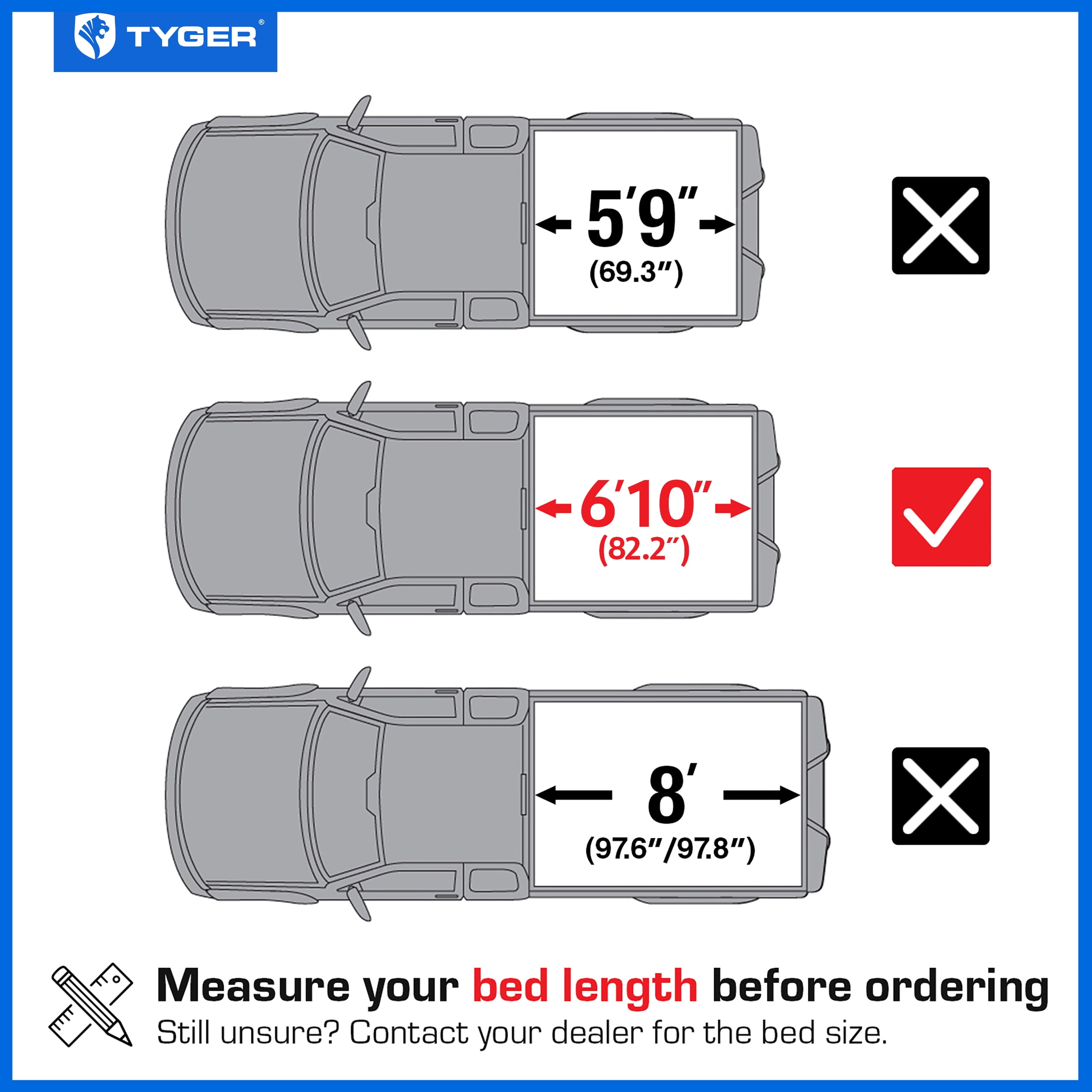 Tyger Auto T3 Soft Tri-fold Truck Bed Tonneau Cover Compatible with 2020-2026 Chevy Silverado GMC Sierra 2500 3500HD | 6'10" (82") Bed | TG-BC3C1212