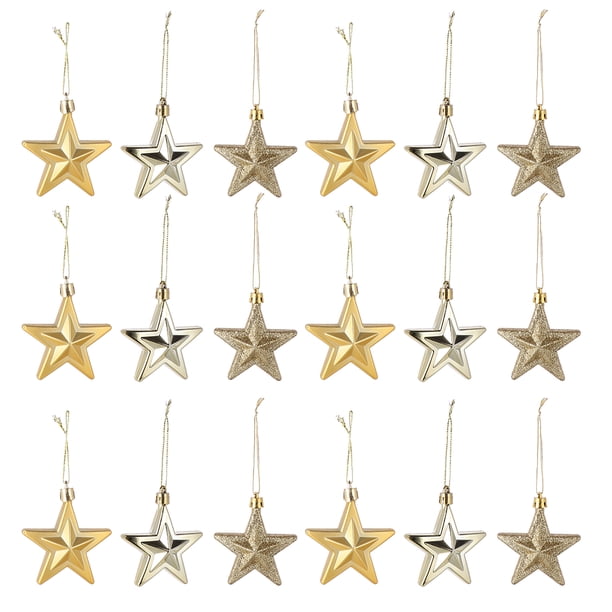 18 piezas elegantes estrellas de cinco puntas árbol de Navidad decoración de estrellas decoraciones colgantes de Navidad