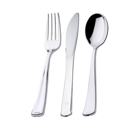Host & Porter Silver Plastic Cutlery, 120 Count (Best Way To Clean Silver Plated Cutlery)