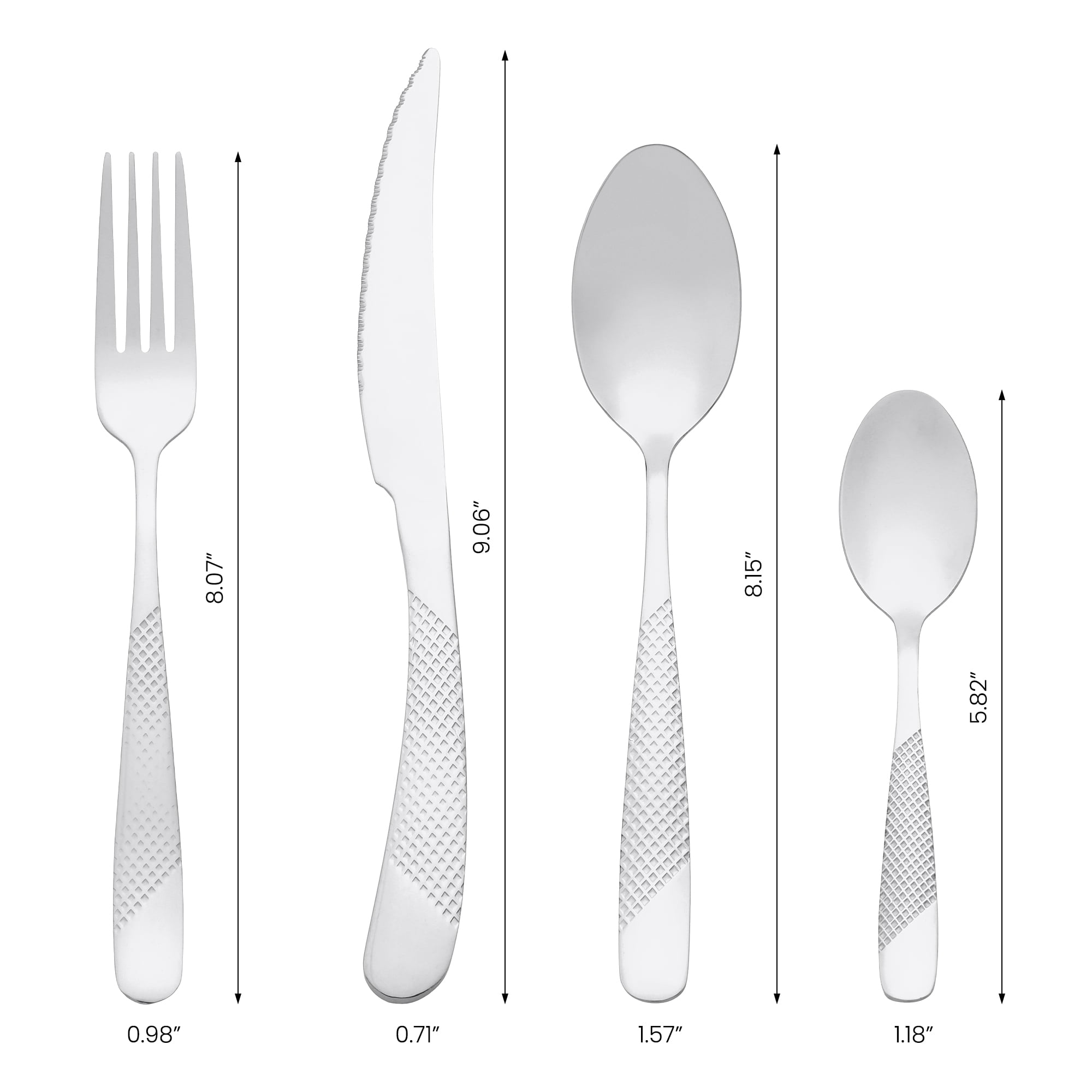 Unique Bargains Stainless Steel Flatware Set Mirror Polished Cutlery Set Silver 4 Pcs