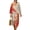 Red and Beige - Fish, variant on DISNIMO Bird Flower Print Women Casual Maxi Dress Long V Neck Shift Dresses Loose 3/4 Sleeve Dresses for Women Fashion Linen Style Clothes, S