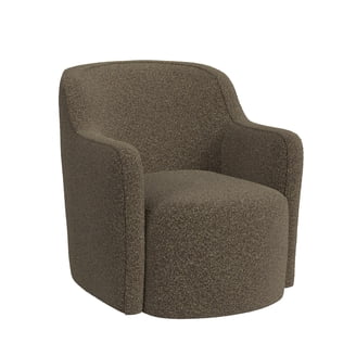 Kinwell Boucle Swivel Barrel Chair With Ottoman Set - Fully Assembled, Taupe Sherpa Accent Chair For Living Room