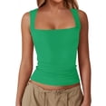 thumbnail image 4 of Sleeveless Solid Color Square Neckline Women Slim Fit Skinnt Tank Tops Camisole, 4 of 5