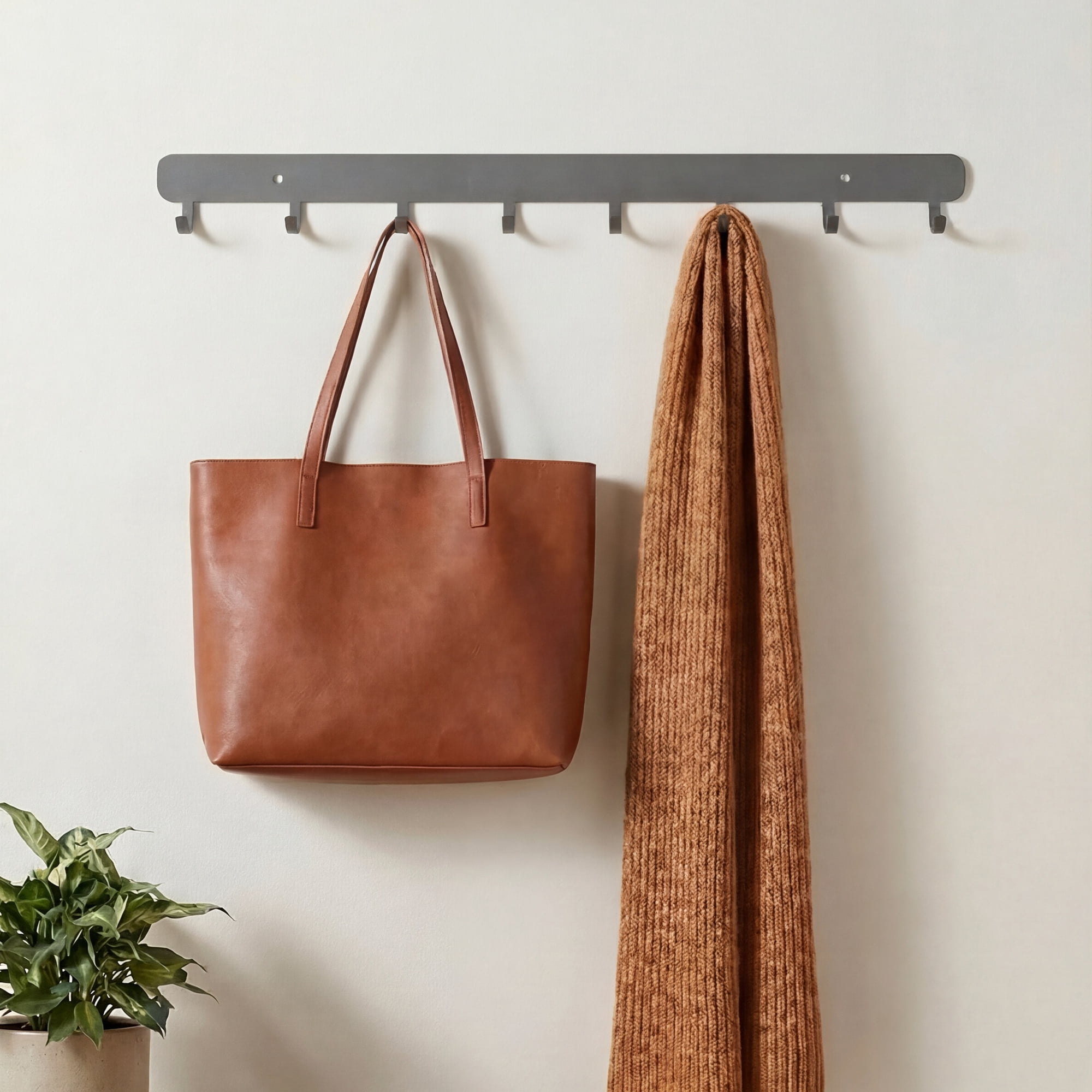 Unique Bargains Coat Rack Wall Mount Metal 8 Hooks Hat Rack for Entryway Bathroom Gray