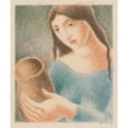 thumbnail image 2 of Mikuláš Galanda 20x23 Black Ornate Framed Double Matted Museum Art Print Titled: Woman with a Vase (1927), 2 of 5