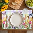 thumbnail image 4 of Tulips Spring Floral Placemats Set of 12, Flowers Butterfly Plaid Pastoral Placemats for Dining Table, Place Mats for Kitchen Tabletop, Waterproof Wipeable Dining Table Mats Set, 4 of 9