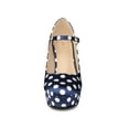 thumbnail image 5 of BLISSFUL STEP Women's Shoe Polka Dots Mary Janes Stiletto Heels Platform Ankle Strap Close Toe  Pumps Dark Blue 7.5, 5 of 7