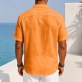 thumbnail image 5 of KXDMNE Mens Stand Collar Polo Shirt - Short Sleeve Button Fast Drying Polyester Slim Regular Solid Color Lightweight Casual Shirt, Saffron, L, 5 of 6