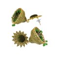 thumbnail image 3 of Crunchy Fashion Bollywood Jewellery Traditional Ethnic Bridal Bride Wedding Bridesmaid Sun floral Green Velvet Gold-plated Enamel Jhumka Earring, 3 of 3