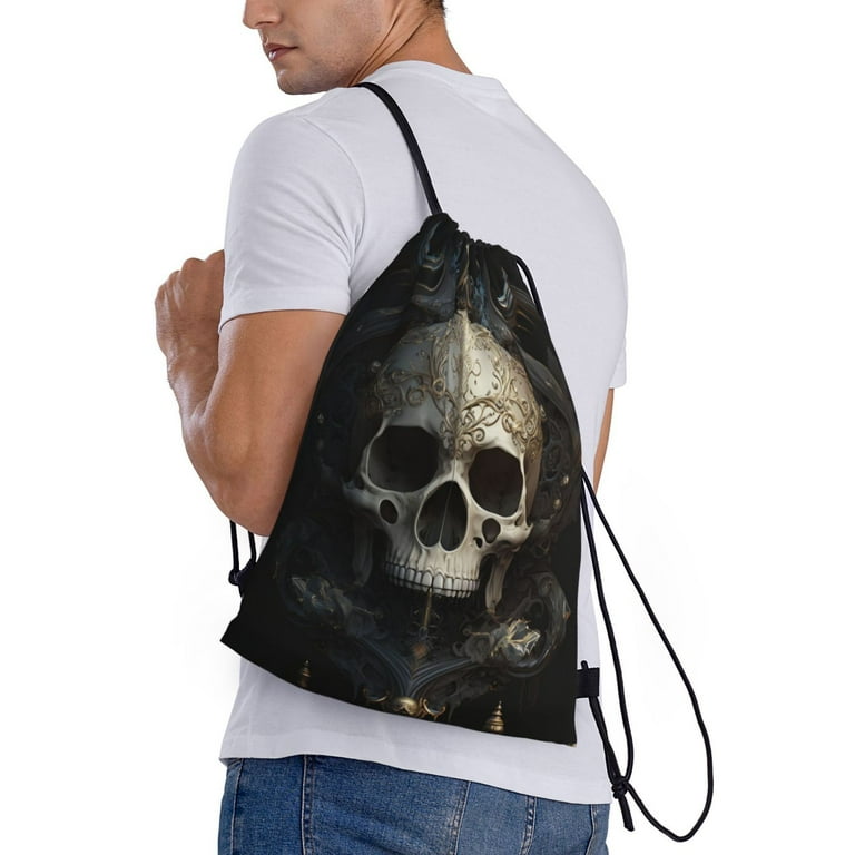 Recycled Jeans Bag, Drawstring Backpack, Jeans Backpack, Black Denim Backpack,Skull Backpack,Photography Backpack,Black Denim retailer Bag