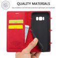 thumbnail image 5 of Wallet Case For Samsung S8, Premium PU Leather Flip Strong Magnetic Closure [Kickstand][RFID Blocking][Card Holder Slots] Retro Shockproof Cover Men/Women For Samsung Galaxy S8, Red, 5 of 11