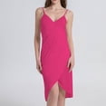thumbnail image 1 of Ladies Sling Midi Dress Asymmetric Solid Color Slim Fit Backless Vacation Outfit, 1 of 8