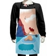 thumbnail image 1 of Summer Kids Apron, Abstract Water Sports Themed Doodle Seascape of Girl on Surfboard with Paddle, Boys Girls Apron Bib with Adjustable Ties for Cooking Baking Painting, Multicolor, by Ambesonne, 1 of 2