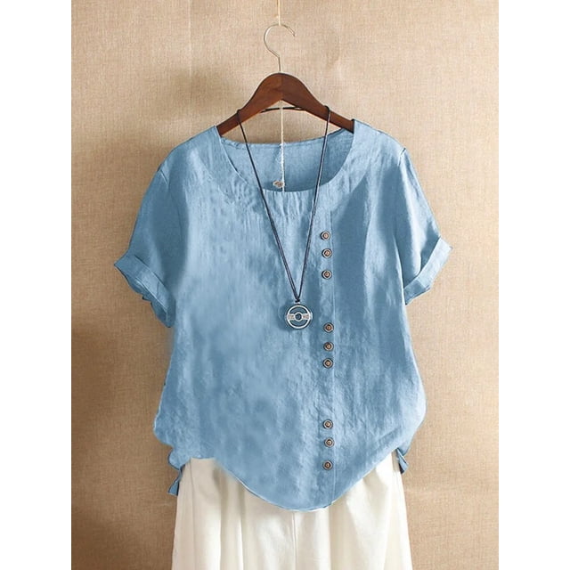 Ropa de calle de lino y algodón para mujer, Tops Y2k, camiseta Vintage de moda, camisas casuales para mujer, ropa elegante, camisetas