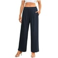 thumbnail image 2 of ClodeEU Women's Elastic Waist Straight Leg Pants, Loose Soft Comfortable Lounge Pants Dark Blue,Womens Plus S, 2 of 6