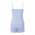 thumbnail image 5 of RMGVDSD Womens Pajamas Set Sexy Suspenders Shorts Sleepwear Set Solid Color Striped Loungewear Set Shorts Tracksuit Sweatsuits, 5 of 7