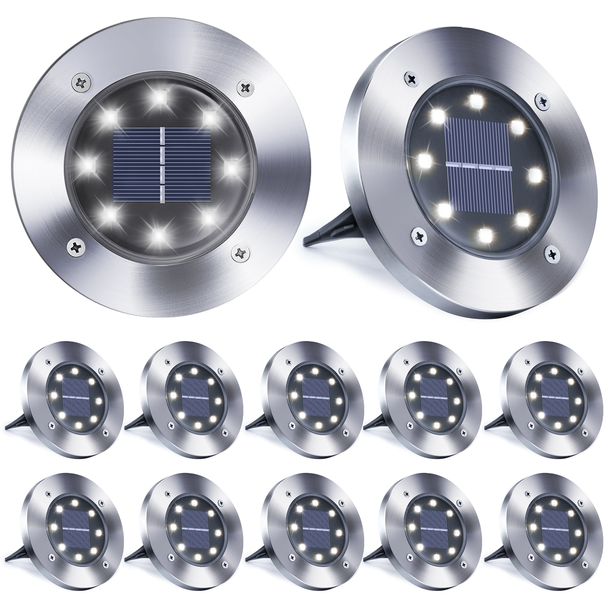 Toodour 12-Pack Solar Ground Lights, White Disk photo 1