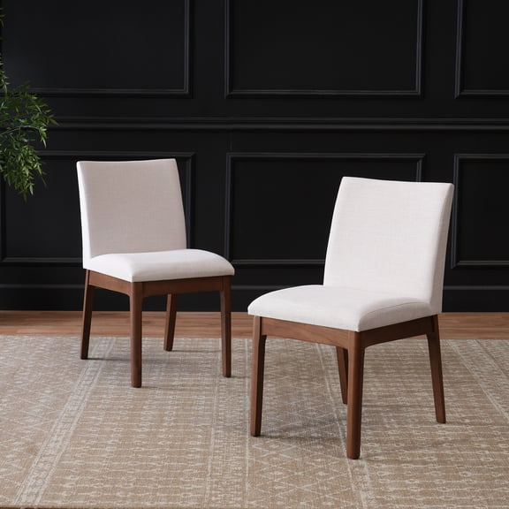 YIYADO Set of 2 Upholstered Dining Chairs, Rubberwood Legs Minimalist Side Chairs with Soft Padded Seat for Home Dining Room
