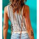 thumbnail image 4 of Suéter de punto para mujer, chaleco, bloque de Color a rayas, dobladillo ondulado, cuello redondo, sin mangas, jersey de punto, camiseta sin mangas para el hogar, oficina diaria, 4 of 6