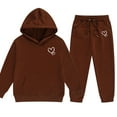 thumbnail image 4 of Tdoqot Girls Sweatsuits 2 PC Sets- Long Sleeve Casual Cute Loose Hoodie and Sweatpants Coffee Size 4 T, 4 of 4