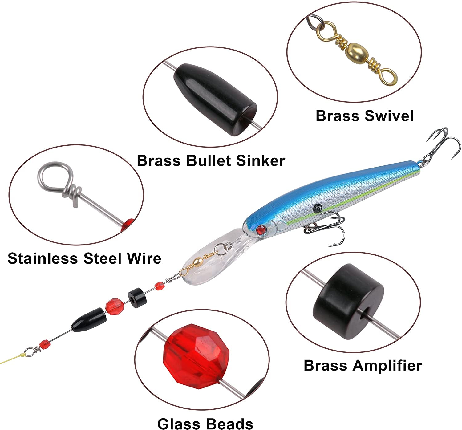 Carolina Fishing Rigs Ready Rig-6pcs Brass Pre Rigged Carolina Rig