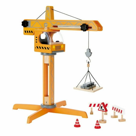 Hape Playscapes Crane Lift Playset Yellow - Kid's Construction Toy Set