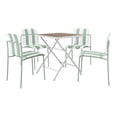 thumbnail image 2 of Patio Furniture Sets 4-Pack Modern Striped Color Block Chairs - Waterproof PP Seat & Sturdy Metal Legs(White & Green)with Modern folding indoor/outdoor square table- PP tabletop with metal legs(White, 2 of 7