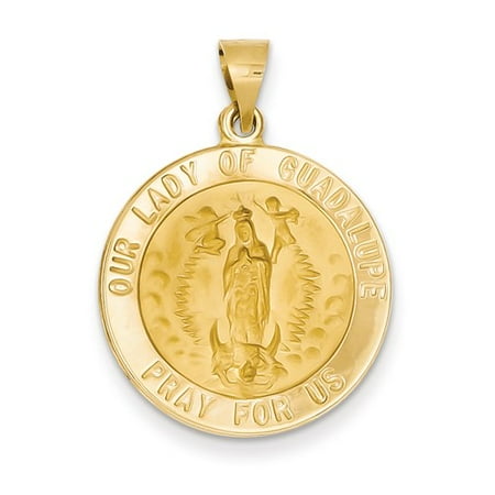 14k Yellow Gold Polished and Satin Our Lady of Guadalupe Medal Pendant