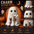 thumbnail image 6 of Halloween Ghost Figurine Holding Coffee Cup, Cute Spooky Tabletop Resin-Style Ornament for Shelf Mantel Desk Tiered Tray & Coffee Bar Decor, Seasonal Home Accent for Fall Party Displays, 6 of 12