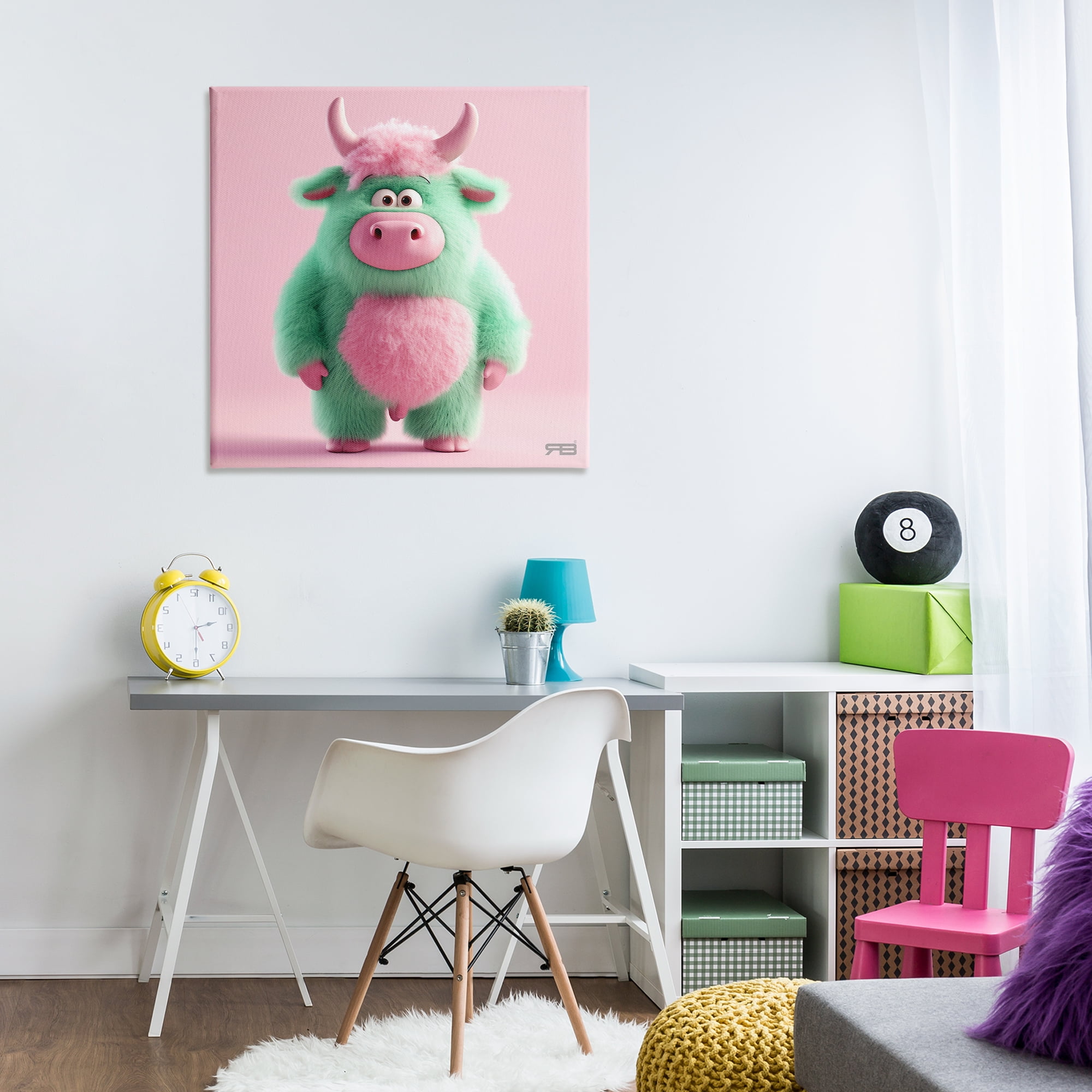 Stupell Industries Silly Green Cow Animals Painting Wrapped Canvas Art Print Wall Art, 30 x 30